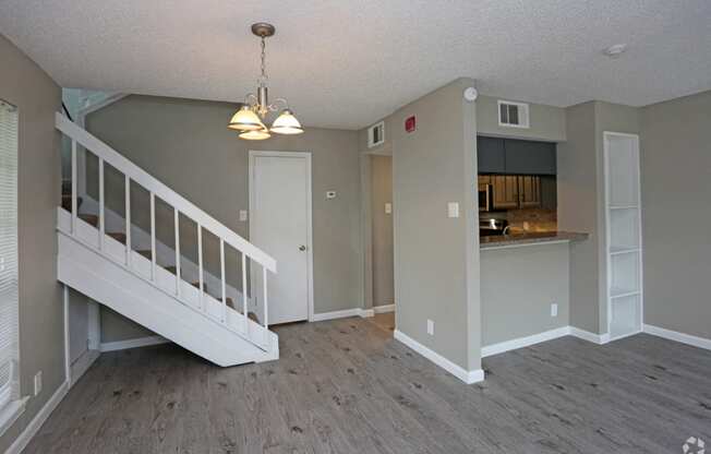 Fielders Crossing living area with stairs