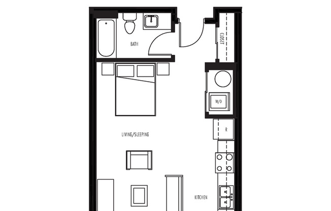 Studio, 1 bath, 488 sqft, $1,643