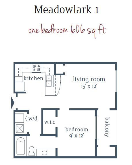 1 bed, 1 bath, 606 sqft, $1,024