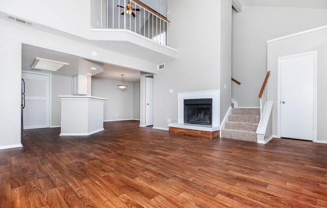 a room with a wood floor