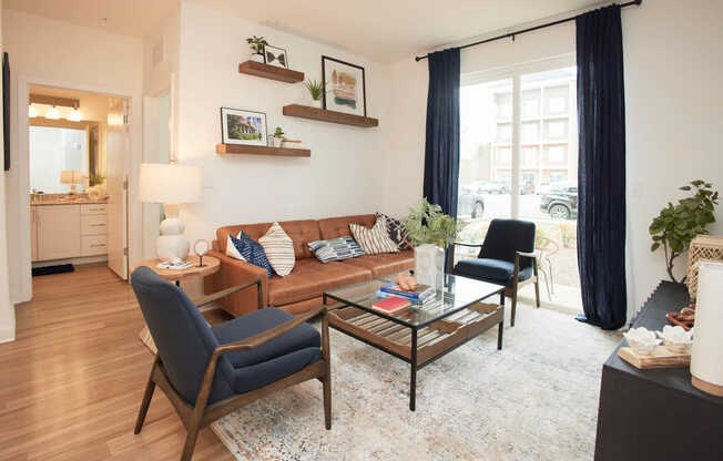 Living Room with Patio and Hard Surface Flooring