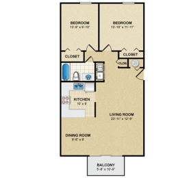 2 beds, 1 bath, 1,012 sqft, $1,498