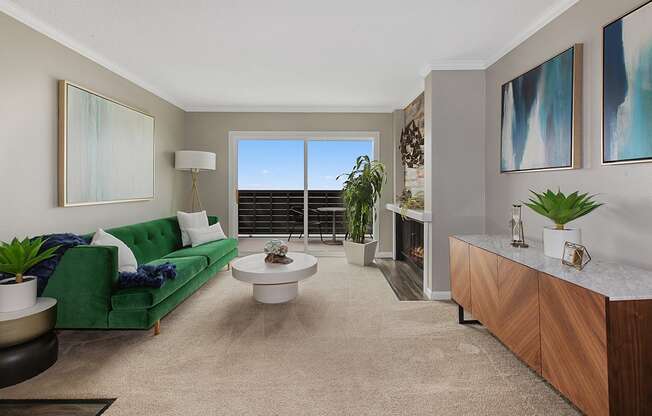 living room interior with furniture at OceanAire Apartment Homes, Pacifica, California