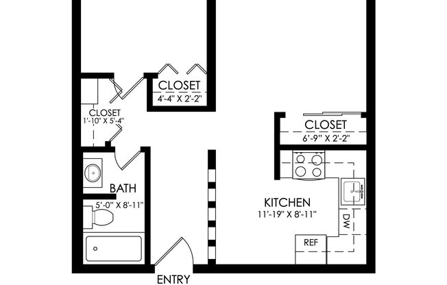 1 bed, 1 bath, 625 sqft, $1,195