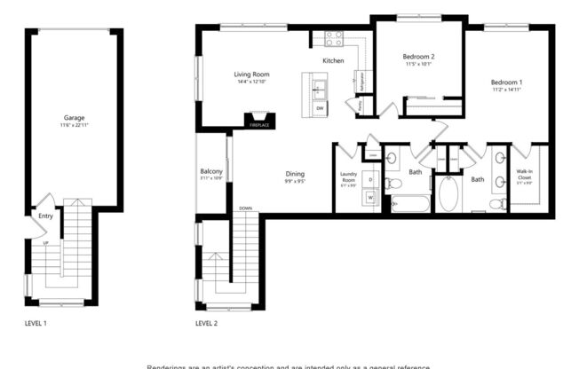 2 beds, 2 baths, 1,269 sqft, $2,539