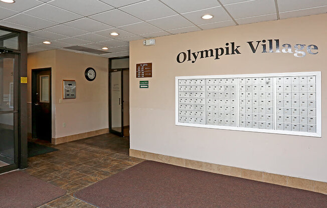 mailroom at Olympik Village Apartments