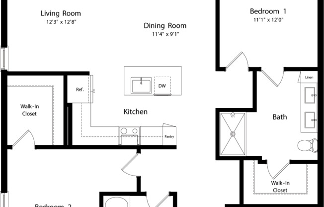 2 beds, 2 baths, 1,263 sqft, $2,870, Unit 335