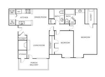 2 beds, 2 baths, 1,051 sqft, $1,125