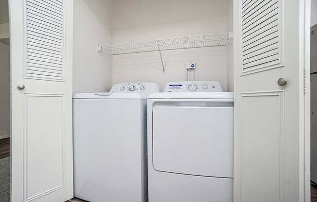 A full-size washer and dryer at Foxwood and The Hermitage in Portage, MI