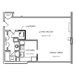 Studio, 1 bath, 600 sqft, $1,713