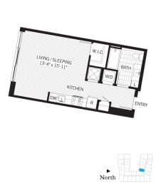 Studio, 1 bath, 477 sqft, $1,948