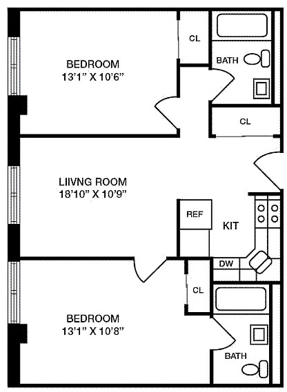 2 beds, 2 baths, 709 sqft, $4,100, Unit 4C