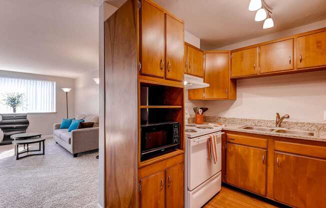 Peak 54 Apartments Kitchen and Living Room in Denver, Colorado