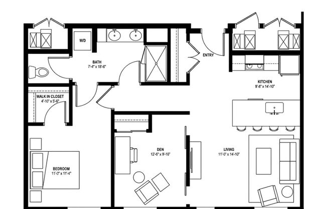 2 beds, 1 bath, 941 sqft, $2,375, Unit 109