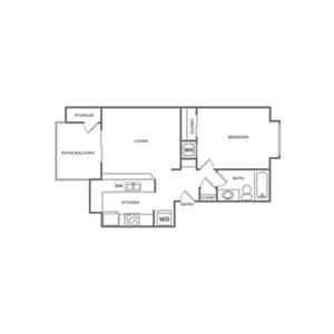 1 bed, 1 bath, 583 sqft, $1,627