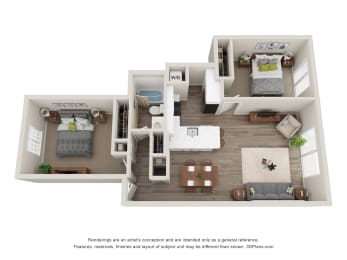 2 beds, 1 bath, 840 sqft, $1,684