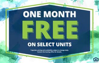 A promotional image offering one month free on select units.