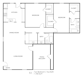 2 beds, 2 baths, 1,186 sqft, $1,407