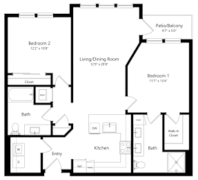 2 beds, 2 baths, 1,148 sqft, $2,998