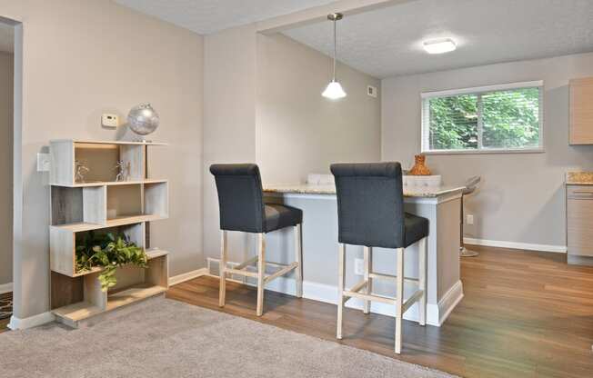 Breakfast bar in the kitchen at Heritage Hill Estates Apartments, Cincinnati, Ohio 45227