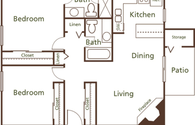 2 beds, 2 baths, 918 sqft, $1,342