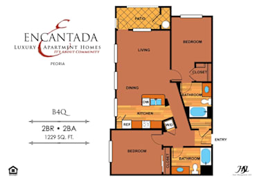 2 beds, 2 baths, 1,152 sqft, $1,579