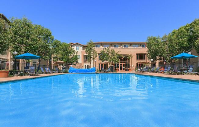 a blue pool of water