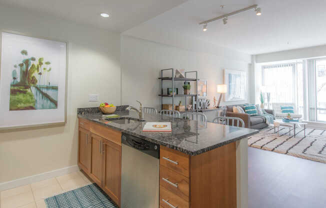 Asteria Kitchen and Dining Area with Floor-to-Ceiling Windows