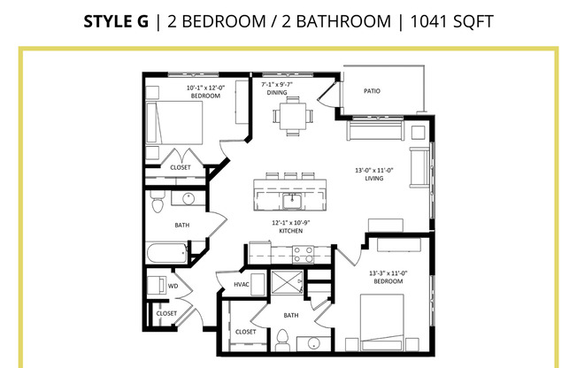 2 beds, 2 baths, 1,041 sqft, $1,600, Unit 400