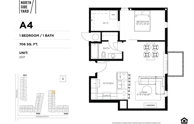 1 bed, 1 bath, 706 sqft, $1,425, Unit 2327