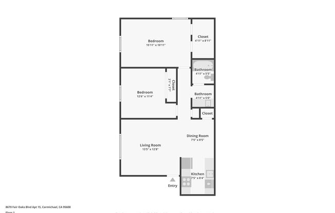 2 beds, 1 bath, 916 sqft, $1,495, Unit 15