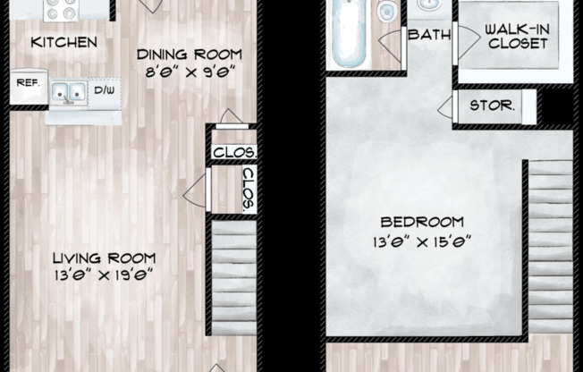 1 bed, 1 bath, 711 sqft, $959