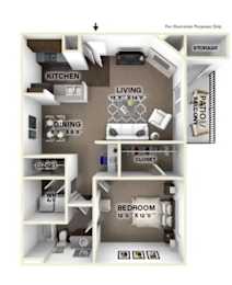 1 bed, 1 bath, 754 sqft, $1,050