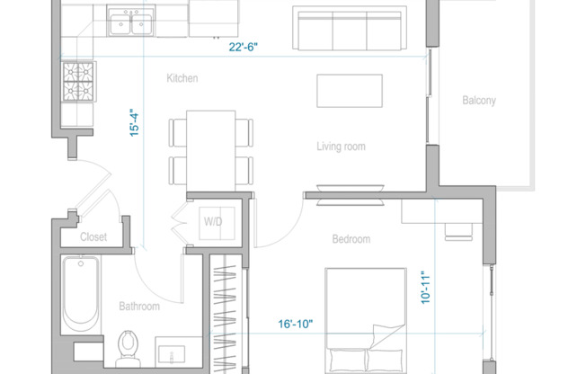 1 bed, 1 bath, 493 sqft, $2,328, Unit 326