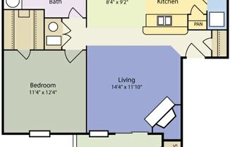 1 bed, 1 bath, 850 sqft, $925, Unit 0712