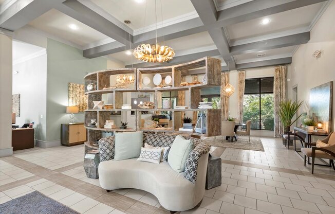 the lobby at the preserve at great pond apartments in windsor