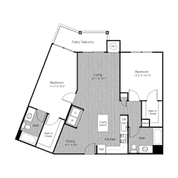 2 beds, 2 baths, 1,159 sqft, $3,989