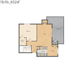 1 bed, 1 bath, 652 sqft, $1,119