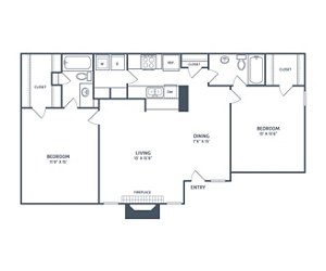 2 beds, 2 baths, 1,040 sqft, $1,399