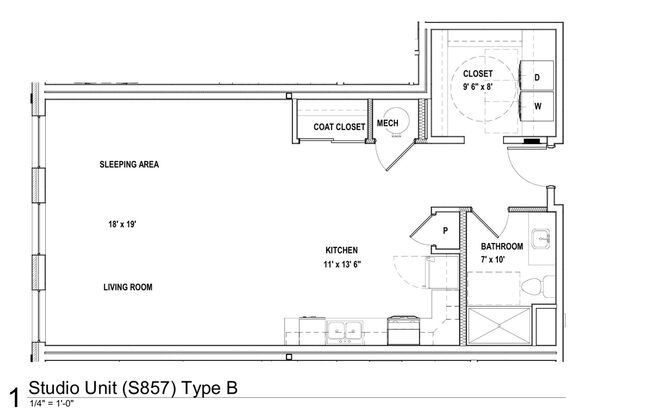 Studio, 1 bath, 660 sqft, $1,495, Unit 422 - S857
