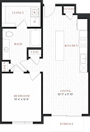 1 bed, 1 bath, 722 sqft, $1,595