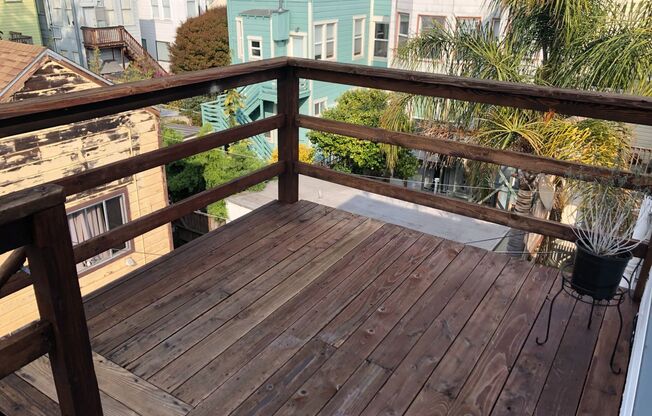 Top Floor Remodeled rent controlled apartment w/ parking, storage and water, garbage and laundry included.