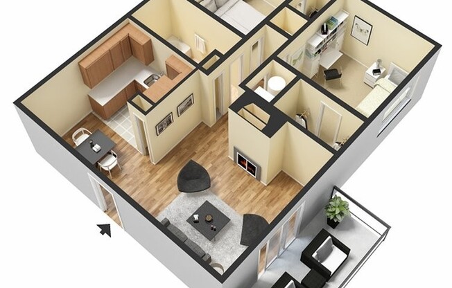 2 beds, 1 bath, 800 sqft, $899