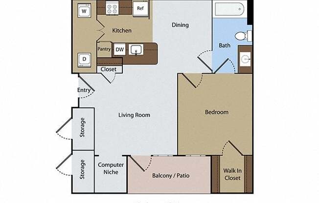 1 bed, 1 bath, 684 sqft, $1,188