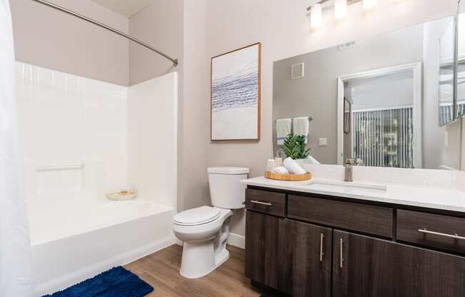 the preserve at ballantyne commons apartment bathroom with tub and toilet