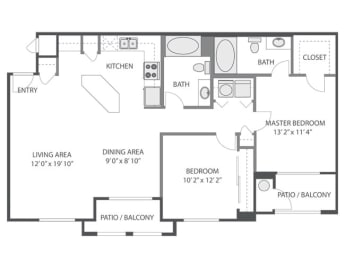 2 beds, 2 baths, 1,066 sqft, $2,562