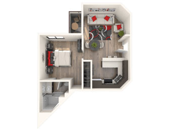 1 bed, 1 bath, 493 sqft, $2,132