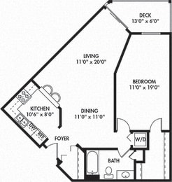 1 bed, 1 bath, 841 sqft, $1,290