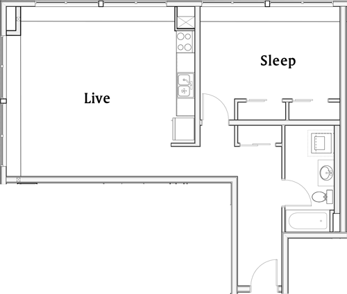1 bed, 1 bath, 771 sqft, $2,446, Unit 510