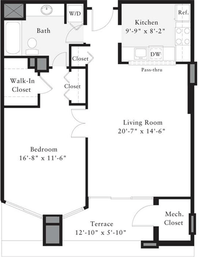 1 bed, 1 bath, 707 sqft, $2,540, Unit 1018